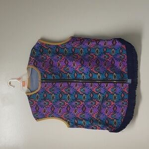 Handmade Reversible fleece-liked cotton fabric and denim zipper  Front clossure